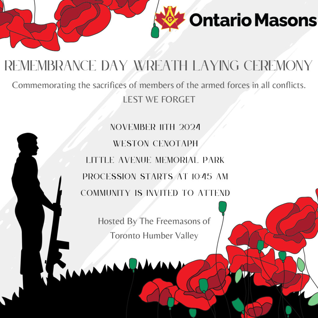 flyer for the 2024 Toronto Humber Valley Remembrance Day Ceremony