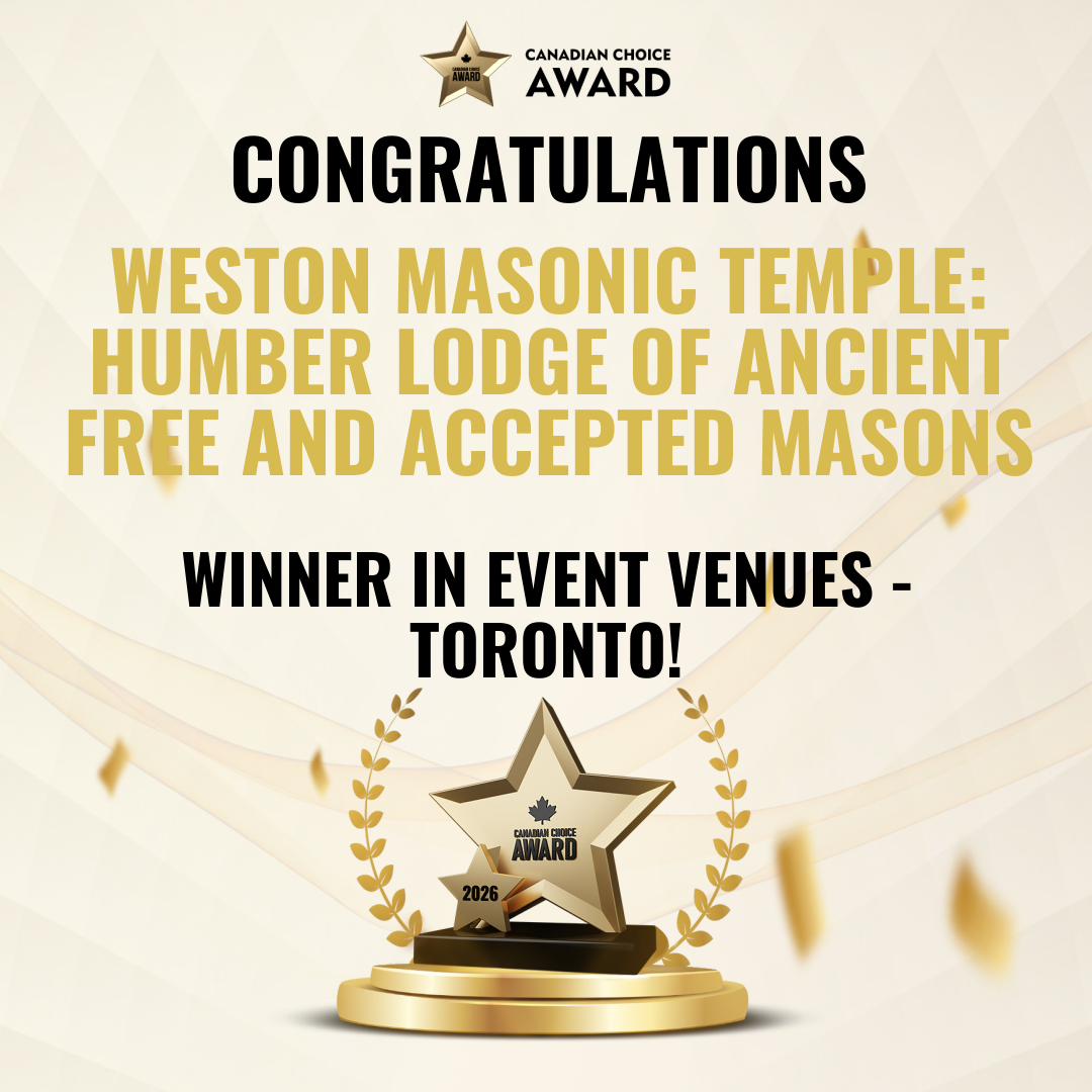Weston Masonic Temple Honoured with 2026 Canadian Choice Award for Best Event Venue in Toronto